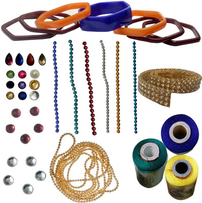 

craftkit Jewellery making star bangle-2.8 mini kit with green, dark blue and lemon yellow silk thread