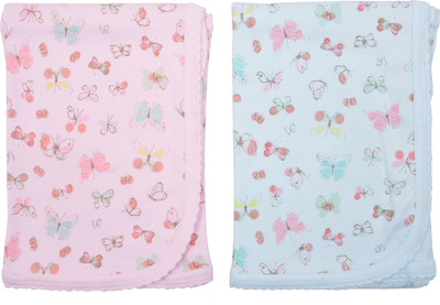 

Zero Plain, Printed  Swadding Baby Blanket(Cotton, Pink , Blue