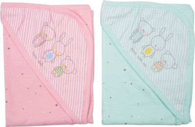 

Zero Plain, Printed  Hooded Baby Blanket(Cotton, Pink, Blue