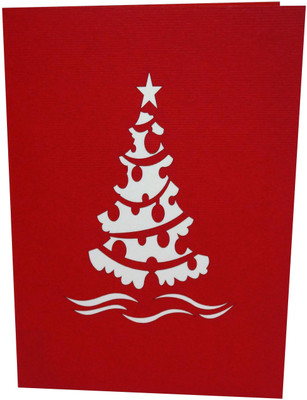 Indifashion Christmas Tree Greeting Card(Red, Pack of 1)