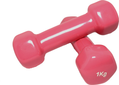 

SKFZ Made in India Vinyl Dumbbell 1Kg (Set of 2) Fixed Weight Dumbbell(2 kg), Pink
