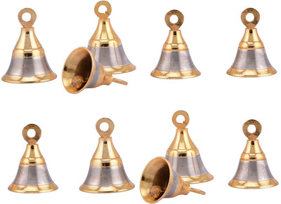 SHAKS TRADERS 1.5 INCH PACK OF 10 WITH HOOKS Brass Pooja Bell(Silver, Gold, Pack of 10)