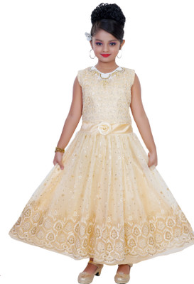 

Saarah Girls Maxi/Full Length Party Dress(Beige, Sleeveless
