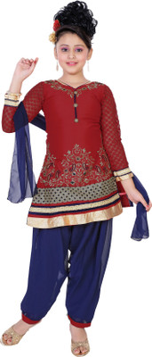 

Saarah Self Design Kurti & Patiyala(Stitched, Brown