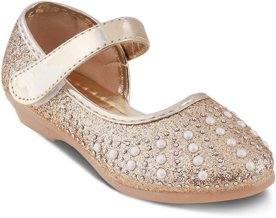 

KITTENS Girls Velcro Ballerinas(Gold