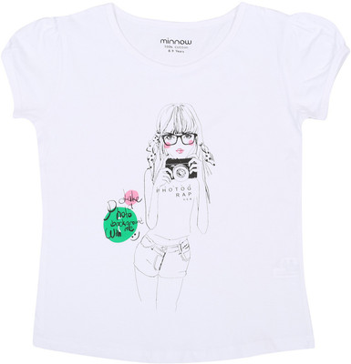 

Minnow Girls Casual Cotton Top(White, Pack of 1), Mk-1000-rn-old-1-b
