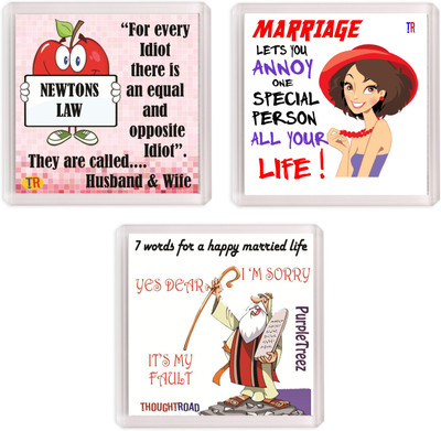 

Thoughtroad NEWTON LAW 7WORDS MARRIAGE LIFE Fridge Magnet Pack of 3