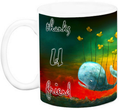 

EFW FRIENDSHIP - thanks u friend Graffite art Ceramic Mug(325 ml), Multicolor