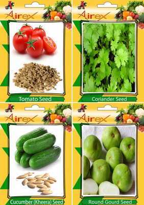 

Airex Tomato, Coriander (Dhaniya), Cucumber (Kheera), Round Gourd (Tinda) Seed(15 per packet)