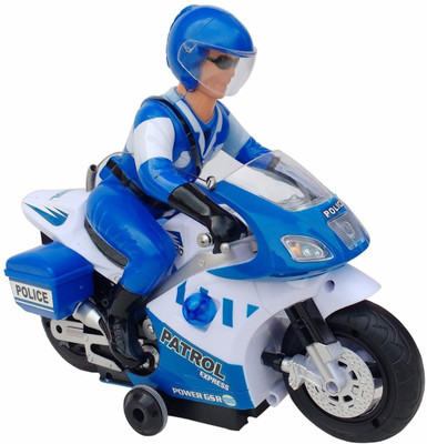 

SOFTA RETAIL Super Fast Police Remote Control Bike or Motorcycle Rotates 360 Degree For Kids(White & Blue)