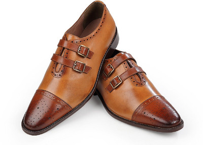 

The Leather Box Dual Tone Monkstrap Corporate Casuals For Men(Tan, Brown, Dual tone tan
