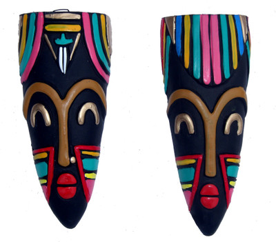 

Rasoh village hand artz terracotta tribal zoku wall hanging masks Decorative Showpiece - 21 cm(Terracotta, Multicolor)