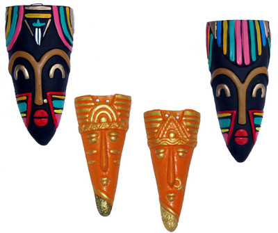 

Rasoh village hand artz tribal art combo decorative wall hangings Decorative Showpiece - 21 cm(Terracotta, Multicolor)