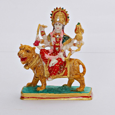 

Craft n Kraft Craft n Kraft Sherawali Mata Polyresin Decorative Showpiece - 10 cm(Polyresin, Multicolor)