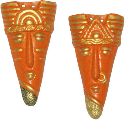 

Rasoh village hand artz tribal colorful decorative wall hanging Decorative Showpiece - 16 cm(Terracotta, Orange, Gold)