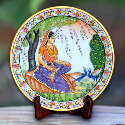 

MALIYAS marble plate painting Decorative Showpiece - 24 cm(Marble, Multicolor)