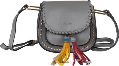 

peaubella Girls Casual Grey Leatherette Sling Bag
