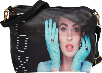 

Fashion Knockout Girls Casual Black PU Sling Bag