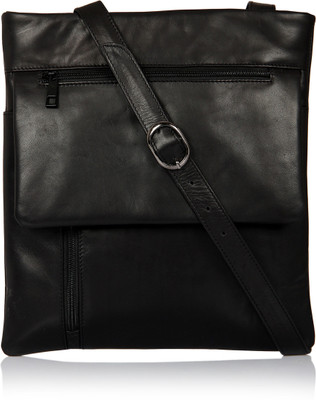 

Leather Zentrum Men & Women Casual Black Genuine Leather Sling Bag