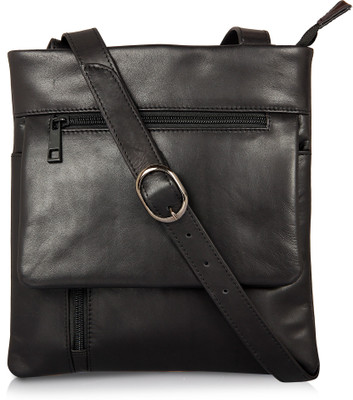 

Leather Zentrum Men & Women Casual Black Genuine Leather Sling Bag