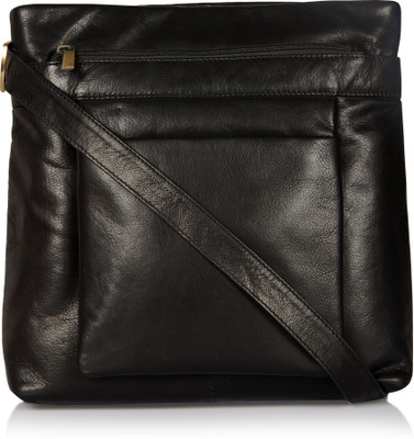 

Leather Zentrum Men & Women Formal Black Genuine Leather Sling Bag