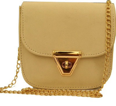 SURMOUNT Girls Evening/Party Beige Leatherette Sling Bag