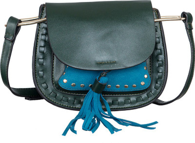 

peaubella Women Casual Green, Blue Leatherette Sling Bag, Blue;green