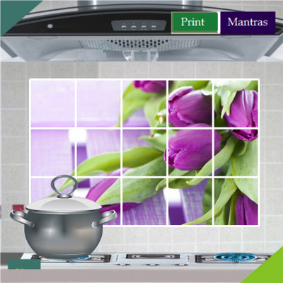 Asmi Collections 90 cm Beautiful Tulip Flower Removable Sticker(Pack of 1)