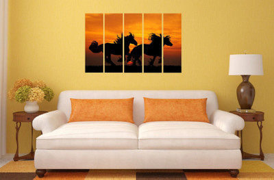 Asmi Collections 90 cm Two Running Horses Wall Paintings Removable Sticker(Pack of 1)