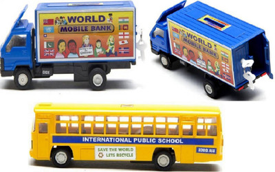 

MN OVERSEAS World Mobile Bank Car with School Bus for kids(Multicolor)