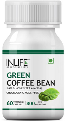 

Inlife Green Coffee Beans Extract for Weight Loss 800MG 50% GCA (60 Veg. Capsules) Coffea Arabica Supplement(800 mg)