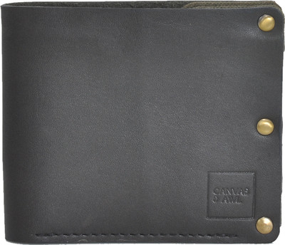 

CANVAS & AWL Men Black, Grey Genuine Leather, Canvas Wallet(2 Card Slots)