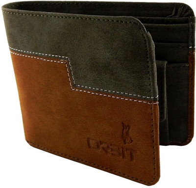 

Orbit Men Green, Tan Genuine Leather, Fabric Wallet(5 Card Slots)