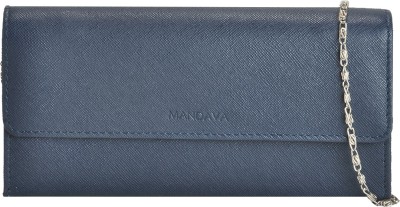 MANDAVA Women Casual Blue Genuine Leather Wallet(6 Card Slots)