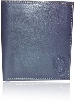 MR Leather Men Blue Genuine Leather Wallet(4 Card Slots)
