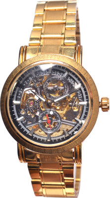 made4u superb luxury crafted & latest golden metal men skeleton watch Watch - For Men