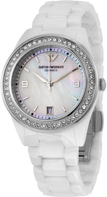 Emporio Armani AR1426 Ceramica Crystal Mother of Pearl Dial Watch  - For Women   Watches  (Emporio Armani)