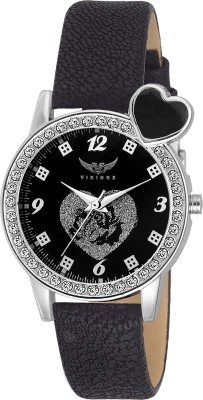 VIKINGS UNIQUE FASHION GIRLS WATCH WITH BLACK STRAP Watch  - For Women   Watches  (VIKINGS)