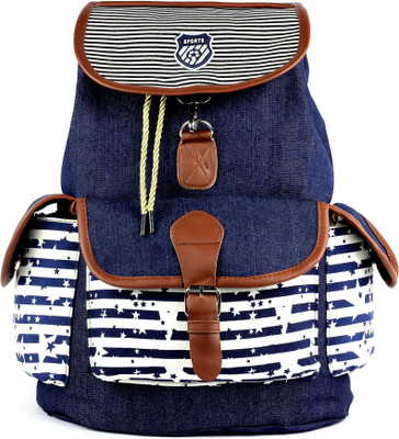 

Ramposh Women Canvas Printed Backpack 15 L Backpack(Blue)