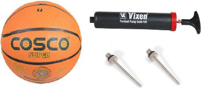 

Cosco Combo of 3 , 1 Super Basketball Size - 7 , 1 Vixen Pump, And Needle Baseball(Pack of 1, Multicolor), Orange