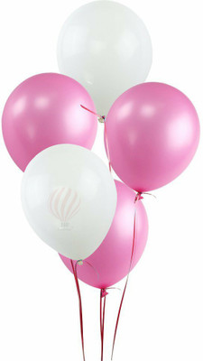 PartyballoonsHK Solid Pink & White Balloon(White, Pink, Pack of 30)