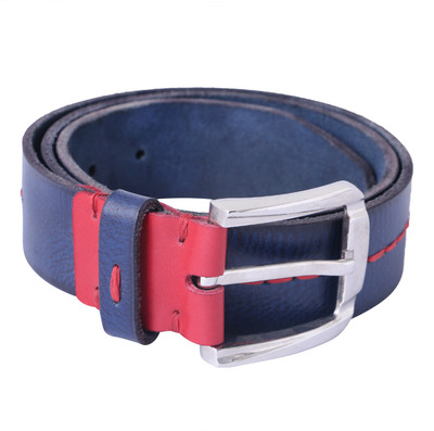

Code Max Men Blue Genuine Leather Belt, Navy blue/red