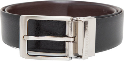U.S. Polo Assn Men Formal Black Genuine Leather Belt, Black/brown