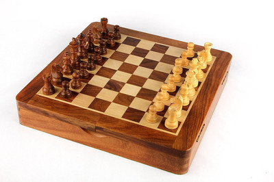 

Sunshine Gifting Hand Crafted Sheesham Wood Magnetic Chess Set, 8X8 Inches Board Game