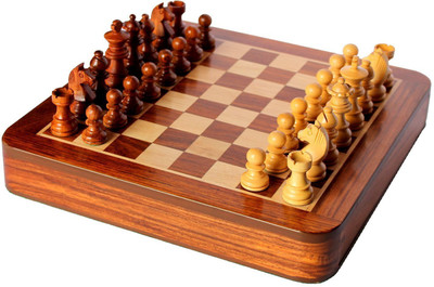 

Sunshine Gifting Hand Crafted Sheesham Wood Magnetic Chess Set, 10X10 Inches, Heavy Board Game