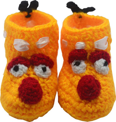 

Haastika handcrafted woolen angry bird baby bootie Booties(Toe to Heel Length - 12 cm Yellow)