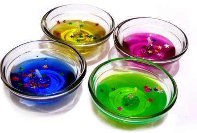 

Home Shop Retails Fancy Multi Colour Bowl Gel Candle (Set of 4 pcs.) Candle(Multicolor, Pack of 4)