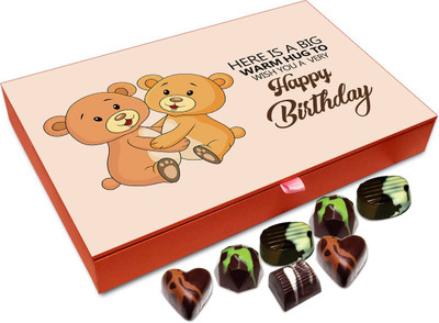 

Chocholik Gift Box - Here Is Big Warm Hug To Wish You Happy Birthday Chocolate Box - 12pc Truffles(144 g)