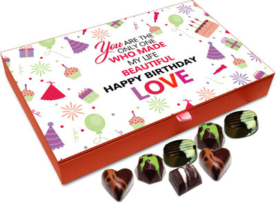 

Chocholik Gift Box - You Made My Life Beautiful Happy Birthday Love Chocolate Box - 12pc Truffles(144 g)