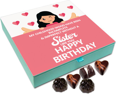 

Chocholik Gift Box - My Childhood Would Be Incomplete Without You Sister Chocolate Box - 9pc Truffles(108 g)